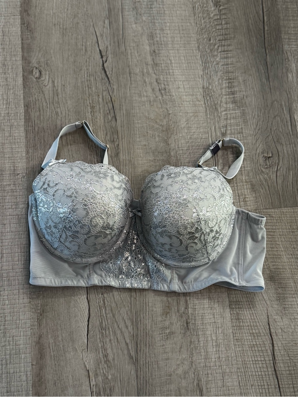 Cacique Light Silver Lace Balconette Bra